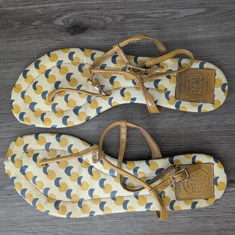 Tory Burch Yellow and Blue Sandals